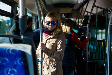 Fototapeta na wymiar the girl on the bus