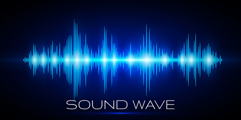 Sound waves oscillating glow light, Digital wave, Abstract technology background - Vector