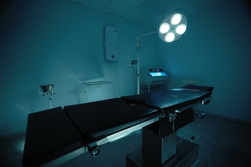 morgue medical room, medical clinic, surgical table in the morgue