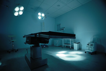 morgue medical room, medical clinic, surgical table in the morgue - obrazy, fototapety, plakaty