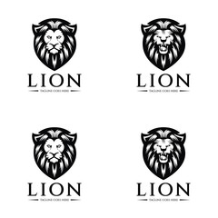 Lion head logo design template. Vector illustration