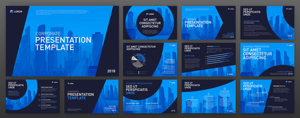 Powerpoint presentation design templates set. Use for keynote presentation template, brochure design, website slider, landing page design, annual report, facebook banner, company profile.