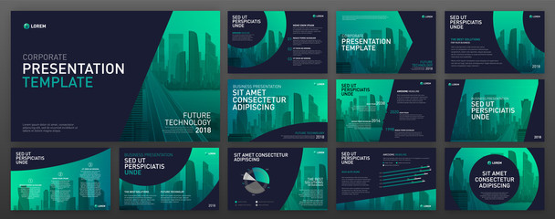 Powerpoint presentation templates set. Use for powerpoint presentation background, brochure design, website slider, landing page, annual report.