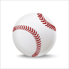 Realistic Detailed 3d Baseball Leather Ball. Vector