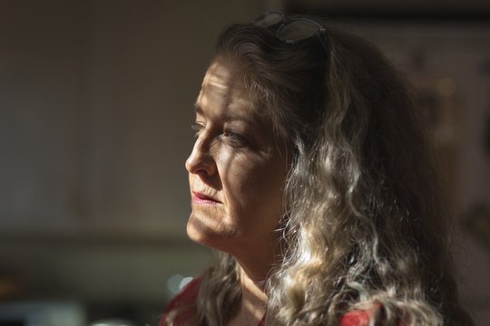 Close up of thoughtful woman