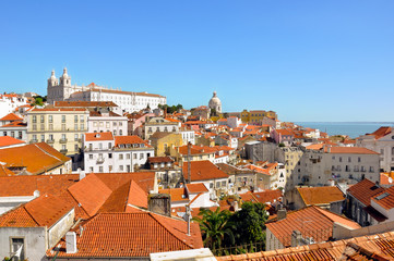 Fototapeta na wymiar Panoramic View of Alfama in Lisbon, Portugal