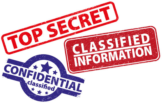 Three Rubber Stamps Top Secret, Confidential And Classified Information