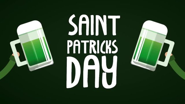 Saint patricks day card with beers cup High definition animation colorful scenes