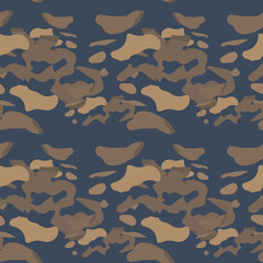 Military camouflage seamless pattern in different shades of brown and blue colors