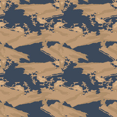Military camouflage seamless pattern in different shades of brown and blue colors