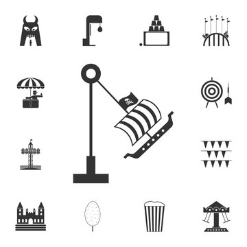 swing boat viking icon. Detailed set of attractions. Isolated on white background. Premium graphic design. One of the collection icons for websites, web design, mobile app