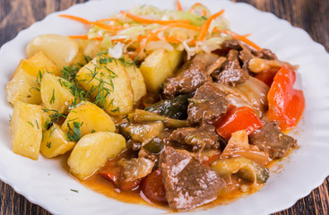 Close up of national dishes, asia, East concept - Central Asian cuisine.