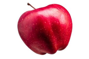 Single delicious red apple isolated on white background with clipping path and shiny reflections