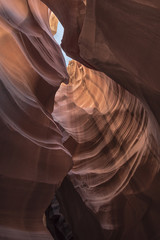 Antelope Canyon in Arizona, USA. Abstract landscape of Lower Antelope Canyon Abstract caverns found inside the canyon made of sandstone and carved over a long time by erosion