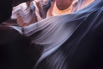 Antelope Canyon in Arizona, USA. Abstract landscape of Lower Antelope Canyon Abstract caverns found inside the canyon made of sandstone and carved over a long time by erosion