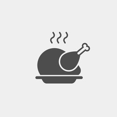 Grilled chicken flat vector icon