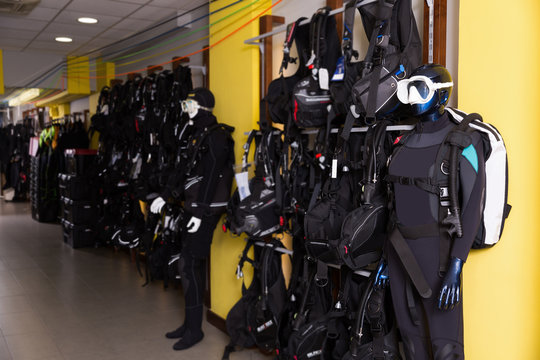 Image of the  variety sport equipment for diving