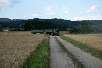 With modern machines, working in agriculture is much easier, here a combine harvester
