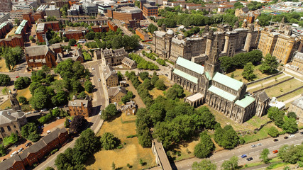 Aerial image over the medieval Glasgow Cathedral.