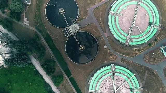 Aerial top down time lapse of water treatment plant