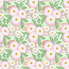 Seamless abstract floral pattern. White daisies on a light background.