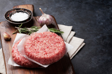 Raw minced beef meat for home made burgers