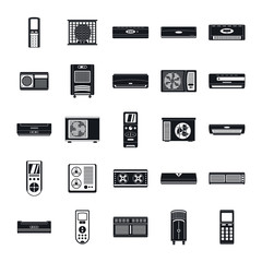 Conditioner air filter vent remote icons set. Simple illustration of 25 conditioner air filter vent remote vector icons for web