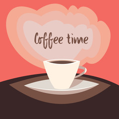 Coffee time.Vector illustration.Cartoon style.