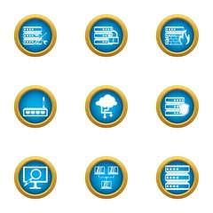 Data processing icons set. Flat set of 9 data processing vector icons for web isolated on white background