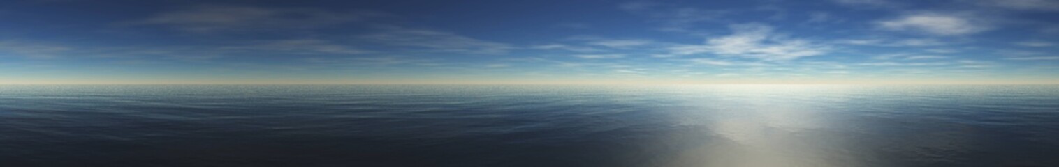 Beautiful sea view. Sea sunset. Light over the sea.
3D rendering
