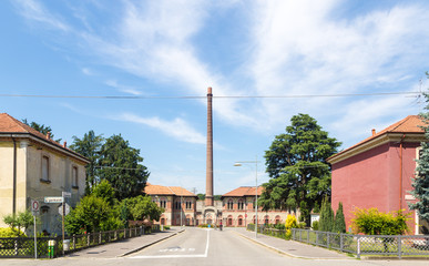 Fototapeta na wymiar Old industrial Crespi town in northern Italy