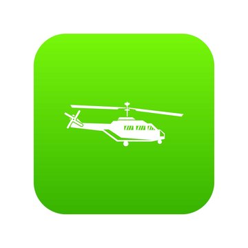Military helicopter icon digital green for any design isolated on white vector illustration