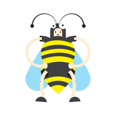 a boy in a bee costume,vector image, flat design, cartoon character