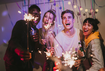 Friends enjoying at a house party