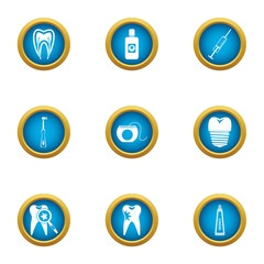 Toothless icons set. Flat set of 9 toothless vector icons for web isolated on white background