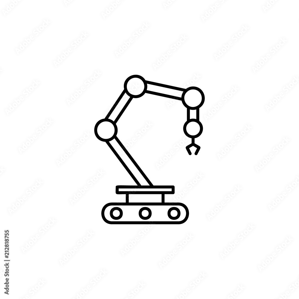 Aufkleber robot in production icon. element of automation icon for mobile concept and web apps. thin line robo