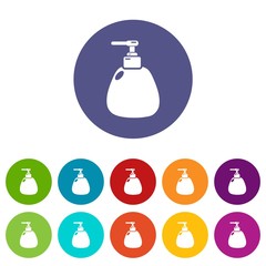 Dispenser pump cosmetic icons color set vector for any web design on white background