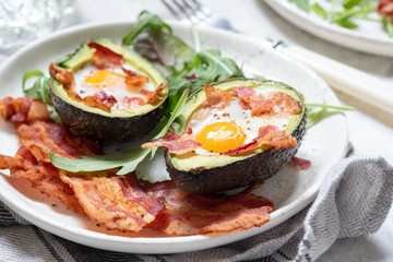Avocado Egg Boats with bacon.