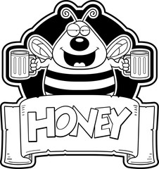 Cartoon Bee Honey Label