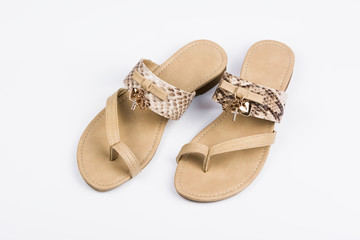 Women's sandals on white background. Summer fashion.