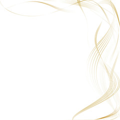 Abstract Golden Waves and Beige Lines Isolated on White Background. Raster Illustration