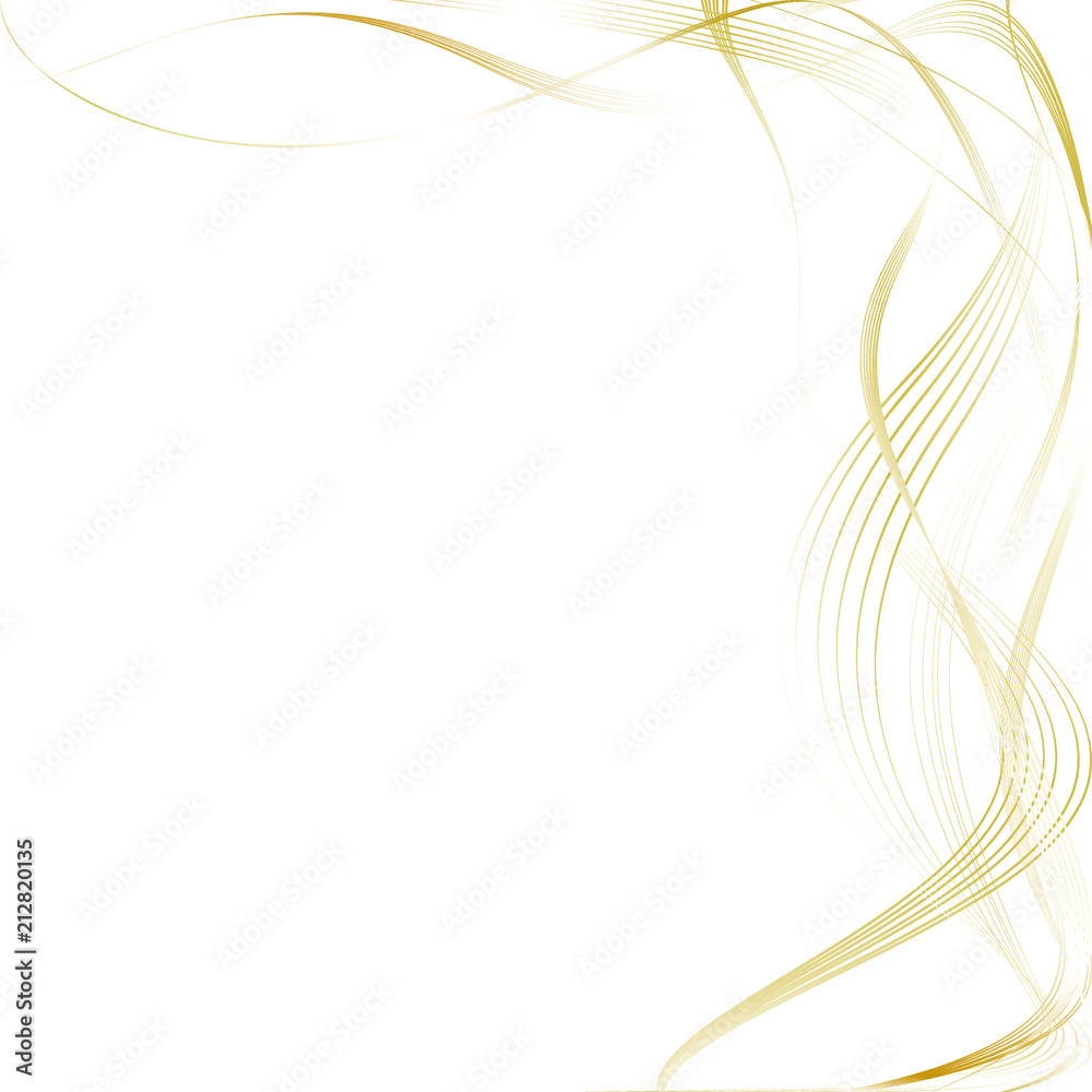 Wall mural Abstract Golden Waves and Beige Lines Isolated on White Background. Vector Illustration