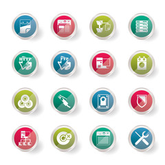 Fototapeta premium Server Side Computer icons over colored background - Vector Icon Set