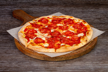 Tasty salami pizza