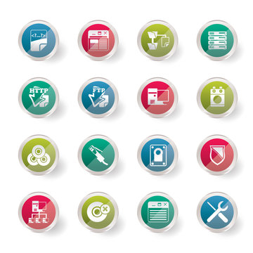 Server Side Computer icons over colored background - Vector Icon Set