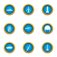 Armor icons set. Flat set of 9 armor vector icons for web isolated on white background