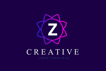 Monogram letter Z  initials logo. Abstract elegant flower logo icon vector design.