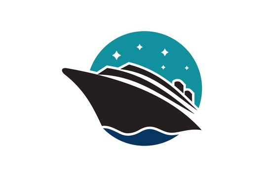 cruise ship on sea logo