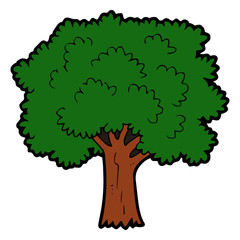 Tree cartoon illustration isolated on white background for children color book