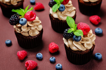 chocolate cupcakes with chocolate cream cheese frosting
